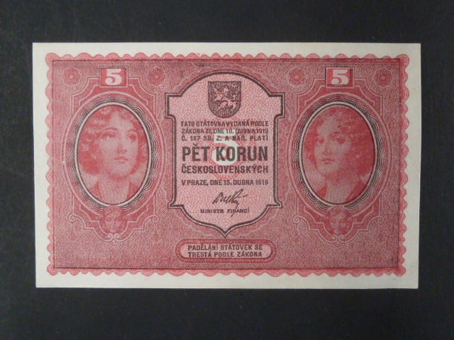 5 Kč 15. 4. 1919 série 0075