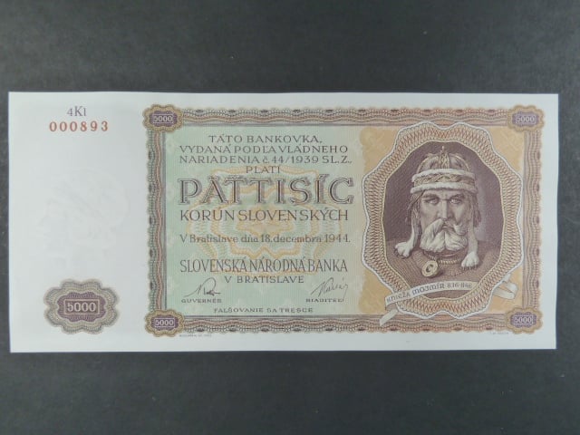 5000 Ks 18.12.1944 série 4Kl, nepatrně ťuknutý rožek