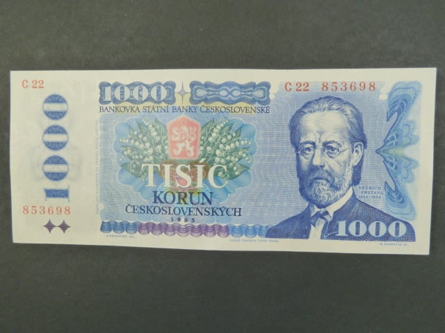 1000 Kčs 1985 s. C 21, sériové čísla blíž u sebe