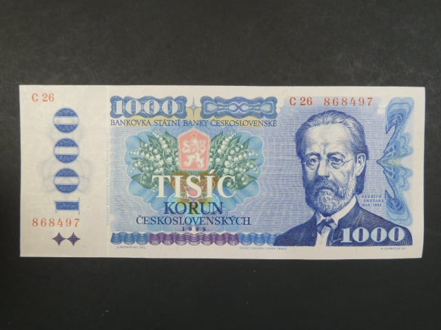 1000 Kčs 1985 série C 26, sériové čísla blíž u sebe