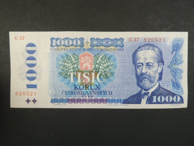 1000 Kčs 1985 série C 37, sériové čísla blíž u sebe