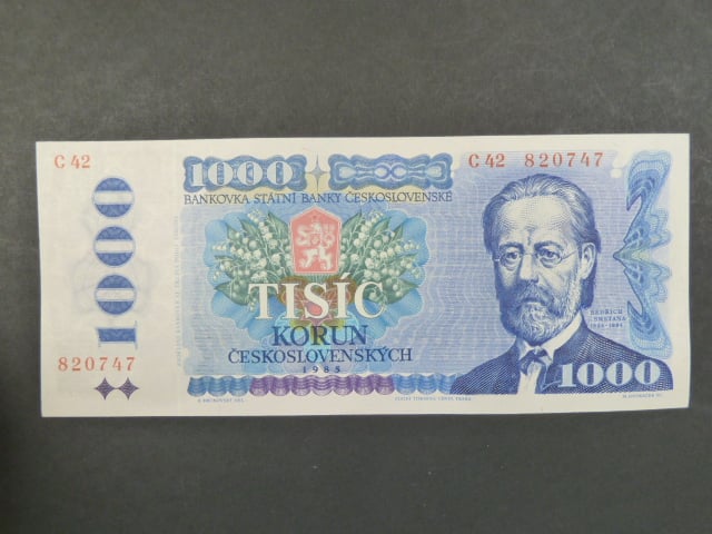 1000 Kčs 1985 série C 42, sériové čísla blíž u sebe
