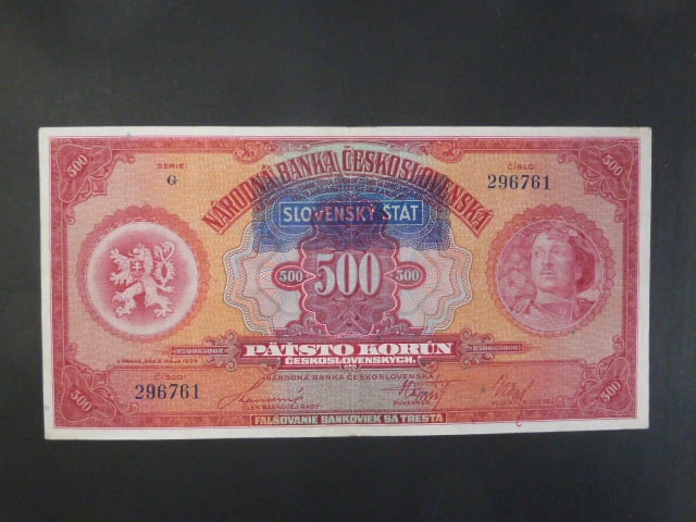 500 Ks 2.5.1929 s pretiskem, serie G