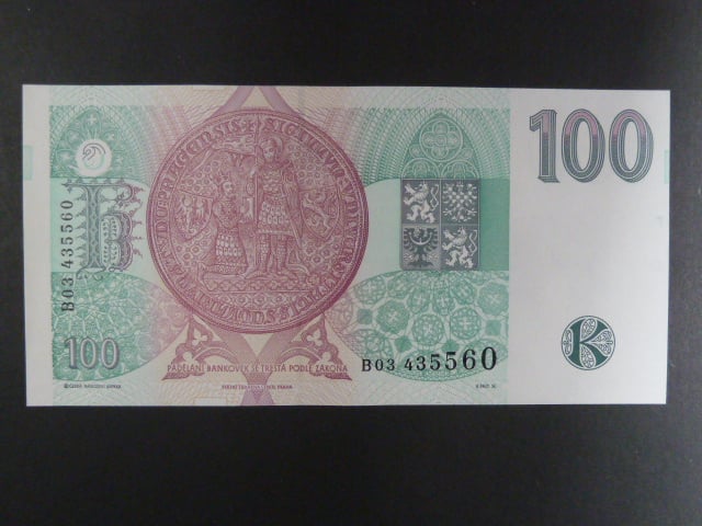 100 Kč 1995 s. B 03, chybotisk "bez průsvitky", Baj. CZ 12
