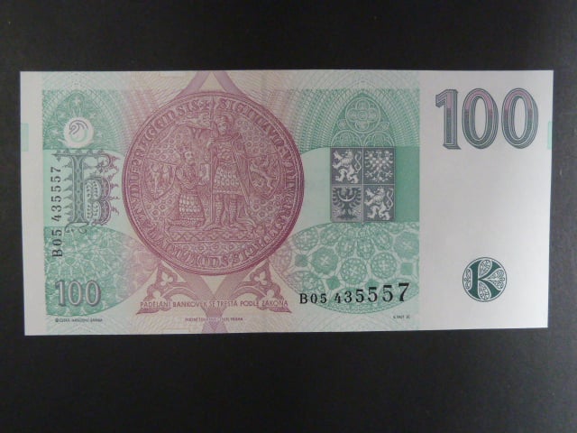 100 Kč 1995 s. B 05, chybotisk "bez průsvitky", Baj. CZ 12