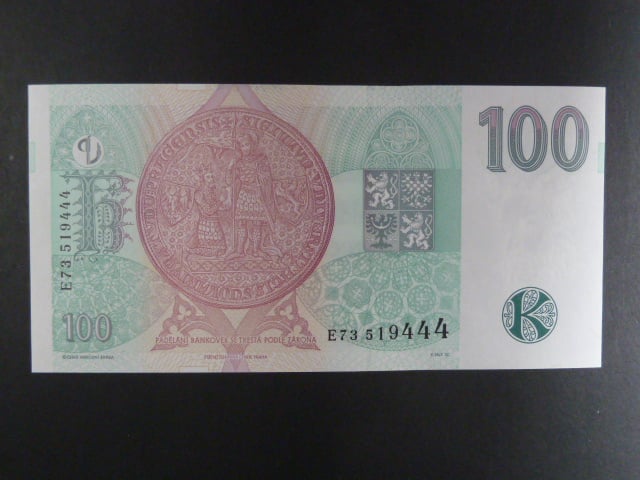 100 Kč 1997 s. E 73, Baj. CZ 18, Pi. 18