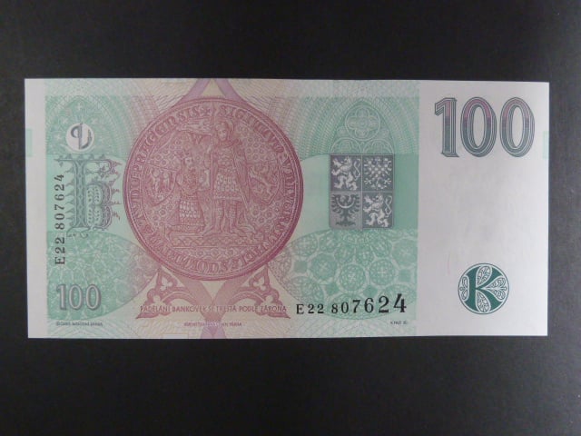100 Kč 1997 s. E 22, Baj. CZ 18, Pi. 18