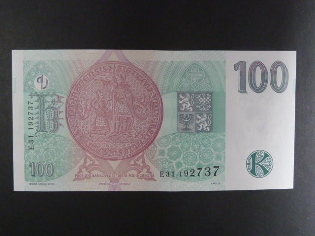 100 Kč 1997 s. E 31, Baj. CZ 18, Pi. 18