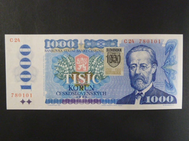 1000 Sk/Kčs 1985 s. C 24, kolkovaná, Ba. SK 5, Pi. 19