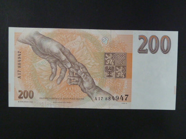 200 Kč 1993 s. A 17 proužek Kčs, Baj. CZ 6a, Pi. 6a