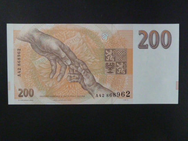 200 Kč 1993 s. A 42 proužek Kčs, Baj. CZ 6a, Pi. 6a