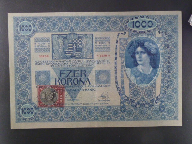 1000 K 2.1.1902, Kolkovaná , typ A2, série 1231, šedý podtisk
