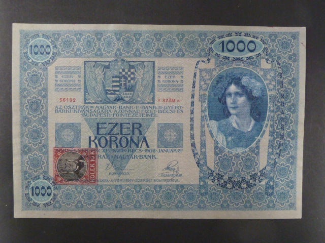 1000 K 2.1.1902, Kolkovaná , typ B2, série 1202, šedý podtisk