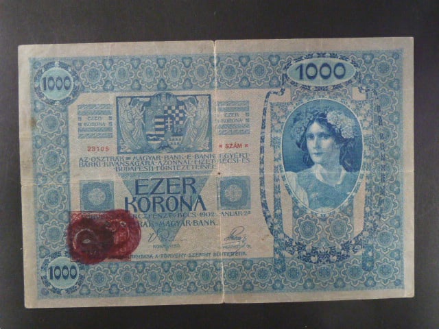 1000 K 1902, kolkovaná - padelany kolek s raz. "O" Da. 11