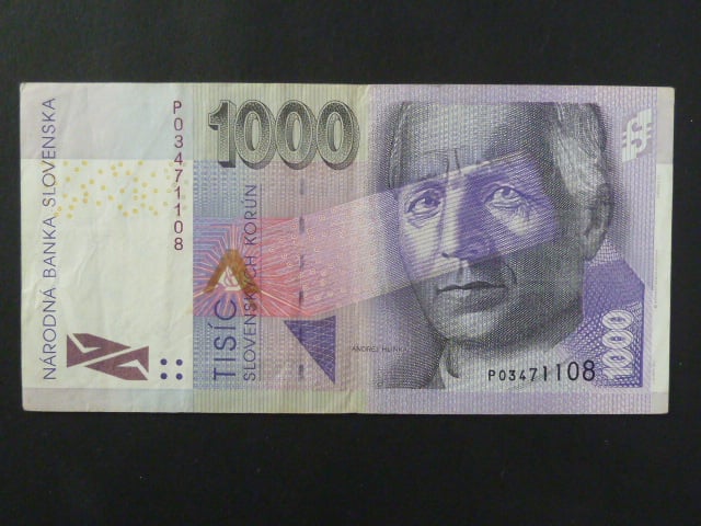 chybotisk - 1000 Sk 1.10.1999 s. P s nedotištěný bezp. prvkem zlatou barvou, Ba. SK 10d, Pi. 32