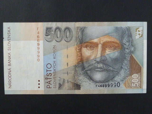 chybotisk - 500 Sk 31.10.1996 s. F s částečným obtiskem, Ba. SK 9b, Pi. 27