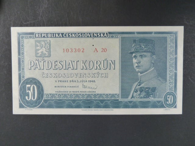 50 Kčs 3.7.1948, serie A 20, perf. "3md"