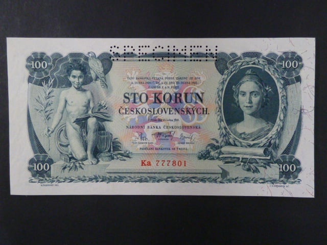 100 Kč 10.1.1931 serie Ka, II.vydání, perf. SPECIMEN