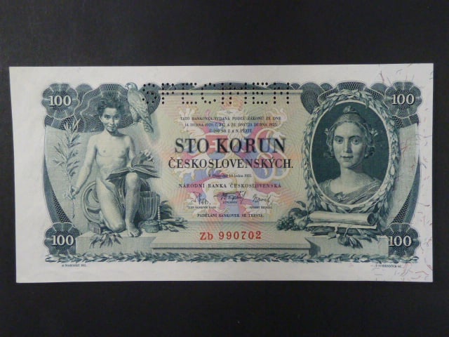 100 Kč 10.1.1931 serie Zb, II.vydání, perf. SPECIMEN