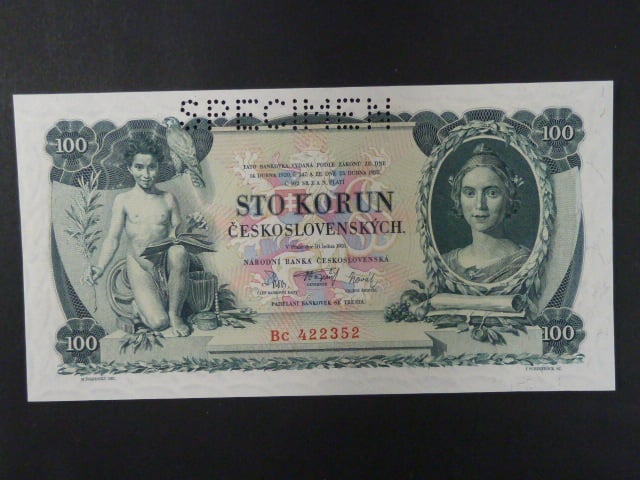 100 Kč 10.1.1931, serie Bc, III.vydání, perf. SPECIMEN