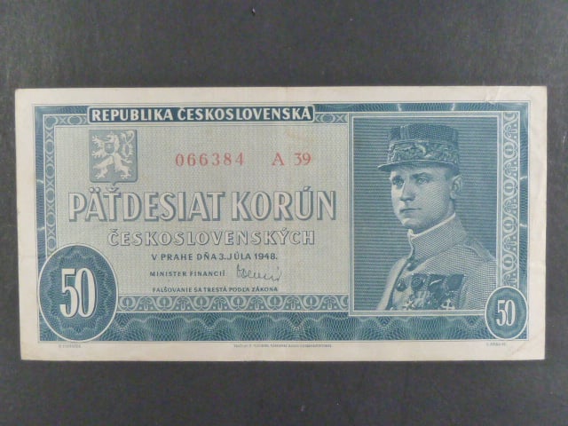 50 Kčs 3.7.1948, serie A 39