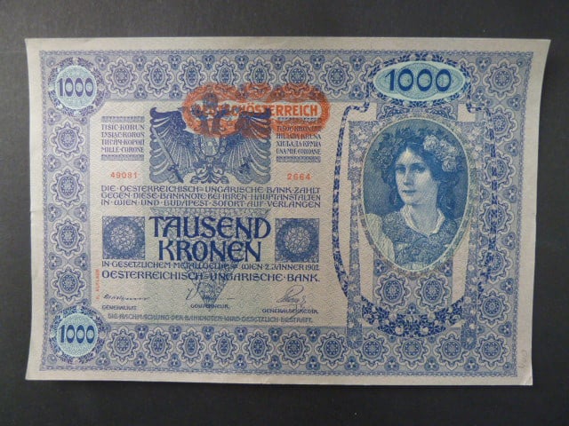 1000 K 2.11.1918 II.vydání s přetiskem "DEUTSCHÖSTERREICH", Ri. 189b