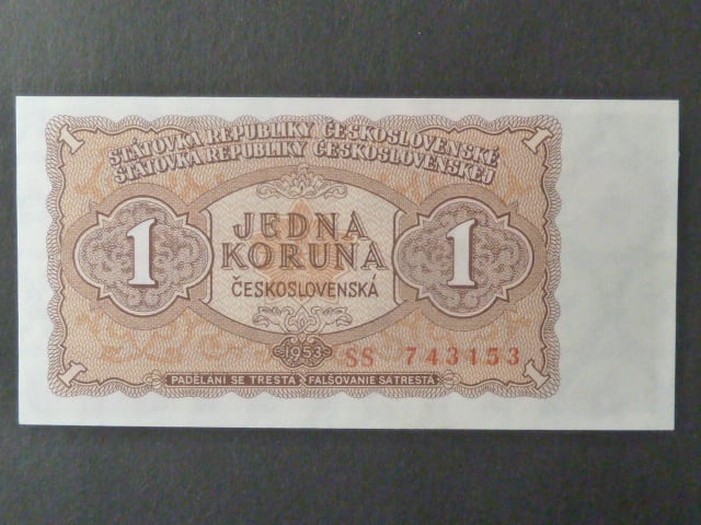 1 Kčs 1953 série SS, tiskárna STC Praha