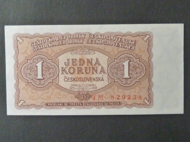 1 Kčs 1953 série TM, tiskárna STC Praha