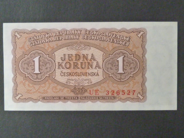1 Kčs 1953 série UE, tiskárna STC Praha