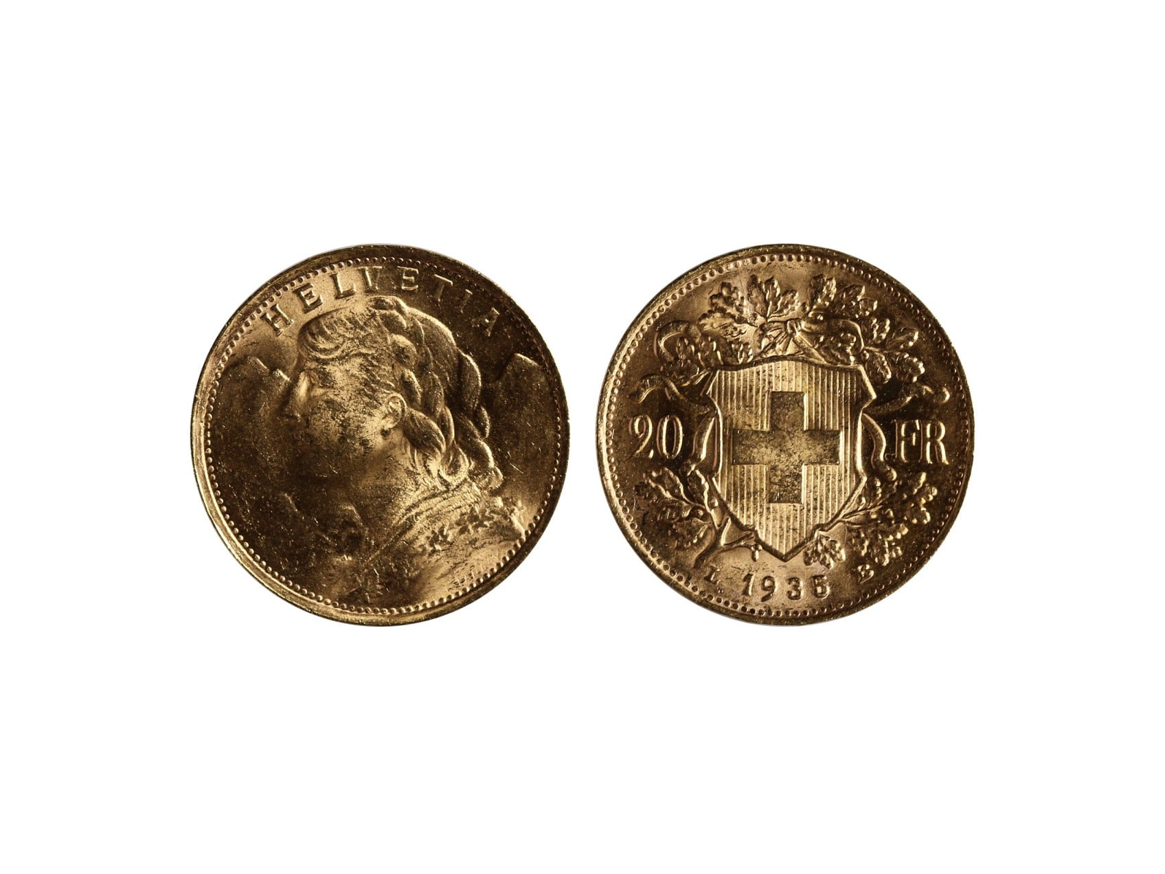 Švýcarsko - 20 Frank 1935 LB, 6,451g, Au 0.900