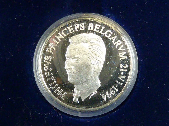 Ag medaile - Philippe Prince de Belgique, Ag 0,925, 11,5 g, průměr 30mm, náklad 7500ks, certifikát, etue