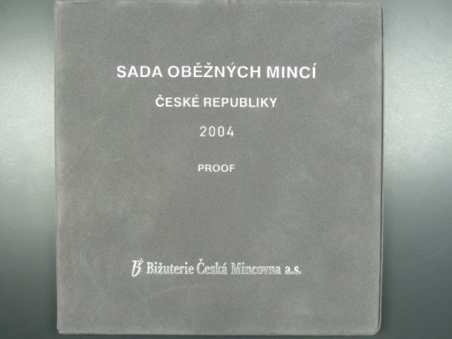 sada 2004 PROOF + Ag žeton 20 Kč 2000, náklad 4000 ks, semišový obal