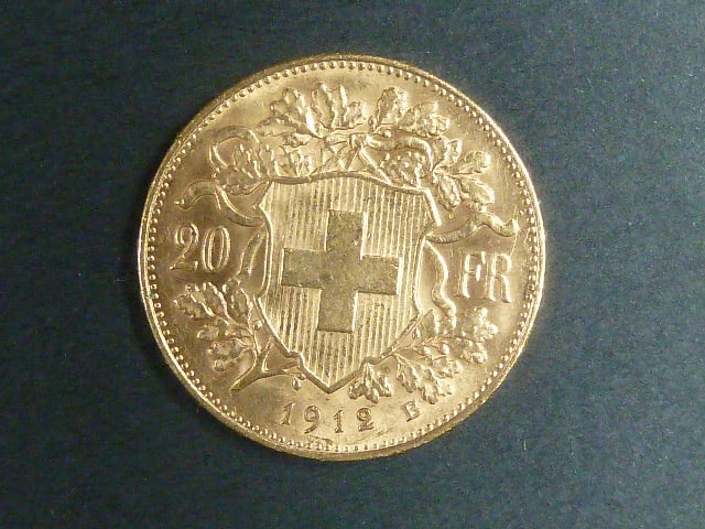 Švýcarsko - 20 Frank 1912 B, 6,451g, Au 0.900