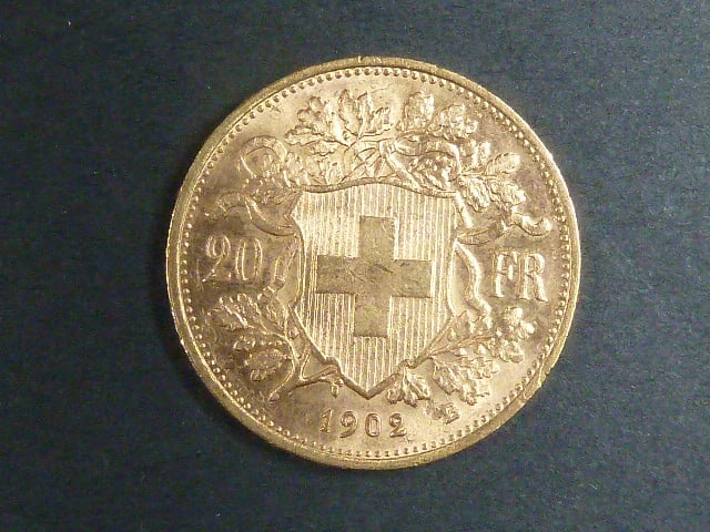 Švýcarsko - 20 Frank 1902 B, 6,451g, Au 0.900