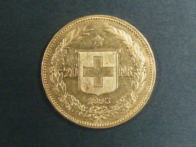 Švýcarsko - 20 Frank 1895 B, 6,451g, Au 0.900