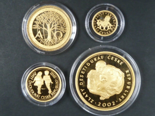 2002, Česká mincovna, Dukátová řada České Republiky 1, 2, 5, 10 dukát 2002, Au 999,9,  náklad 300ks, 57,55 g