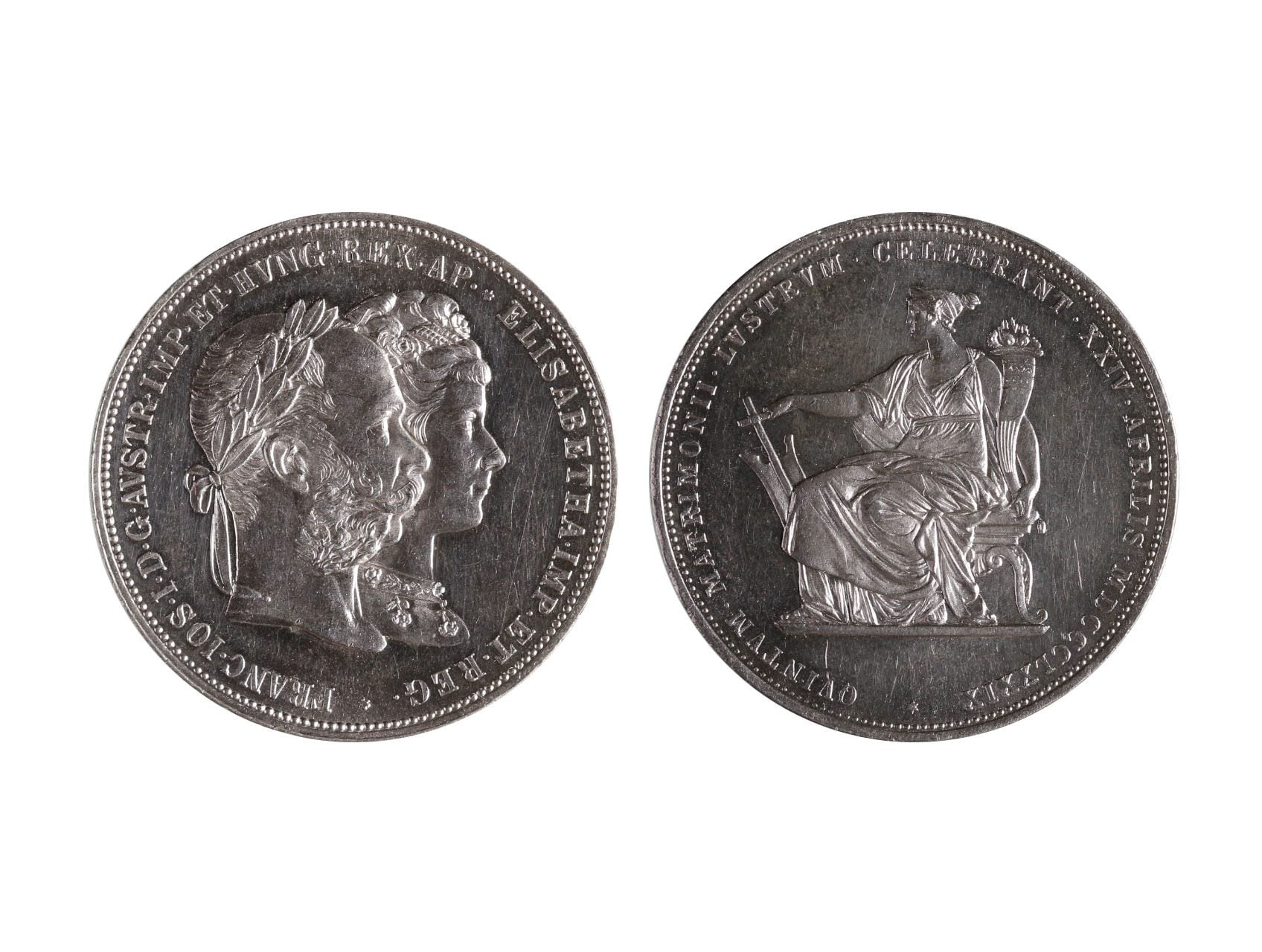pamětní 2 Florin 1879, na stříbrnou svatbu Františka Josefa I.