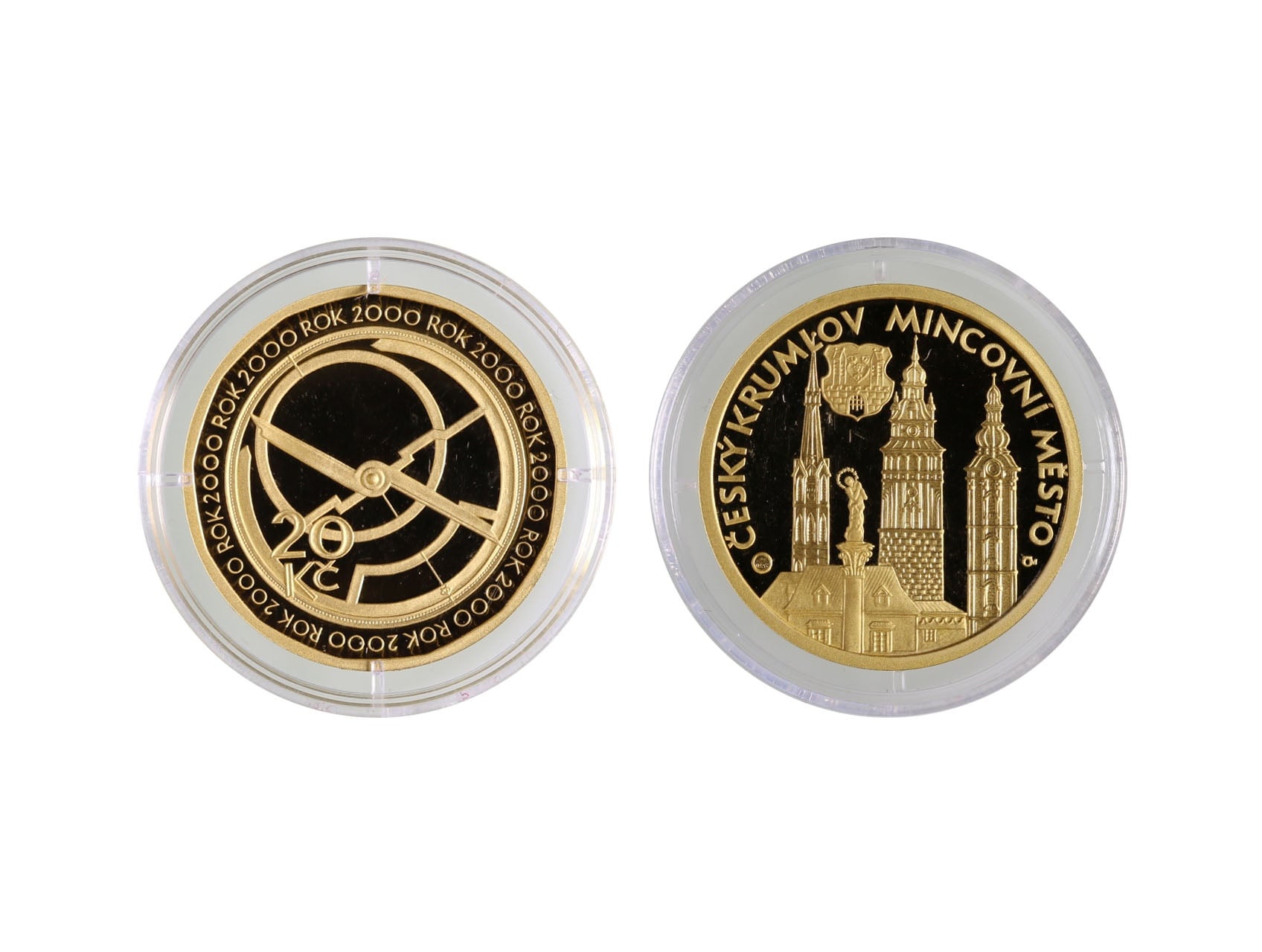 2004, Česká mincovna, V.Oppl/F.Doubek - zlatá medaile s motivem 20 Kč 2000, Au 0,999, 15,56g (1/2 UNZ), průměr 26mm, náklad 500 ks, etue