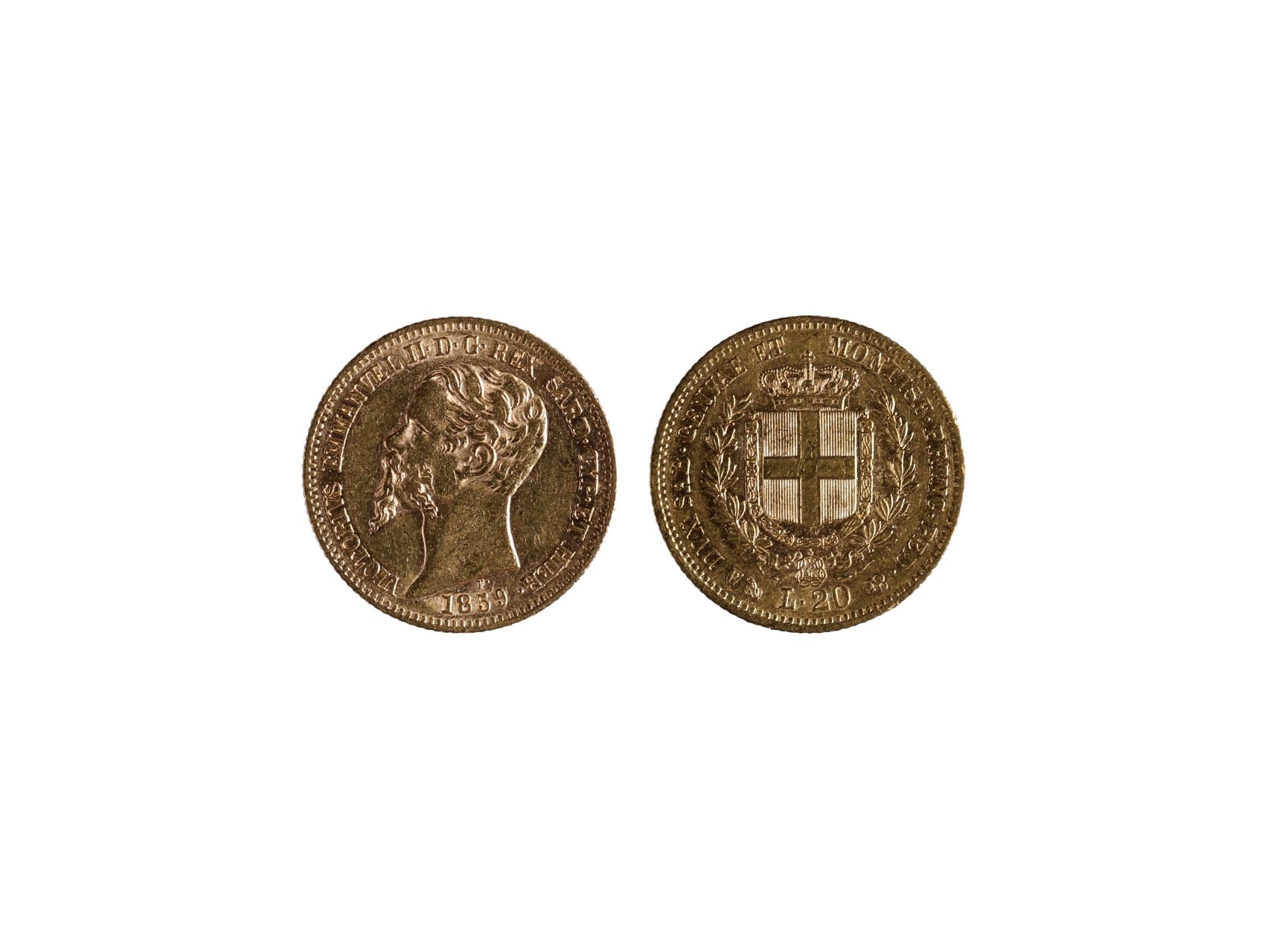 Itálie - Sardinie, Vittorio Emanuele II. 1849-1861 - 20 Lire 1859