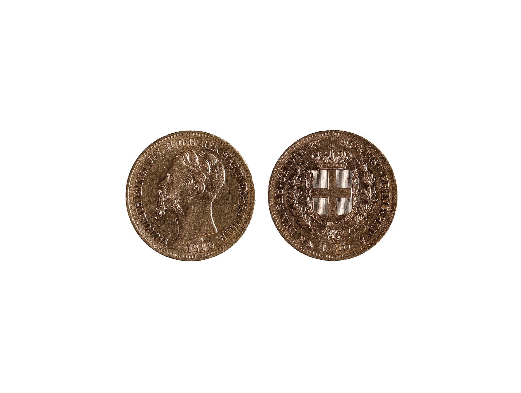 Itálie - Sardinie, Vittorio Emanuele II. 1849-1861 - 20 Lire 1860