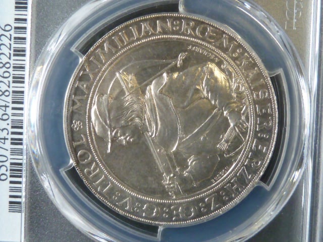 Dvouzlatník střelecký 1885 Insbruck, PCGS MS 64