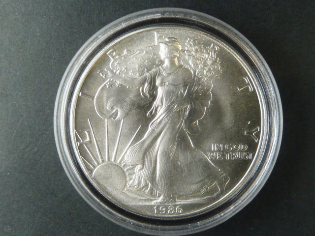1 $ 1986 Liberty, 1 OZ Ag