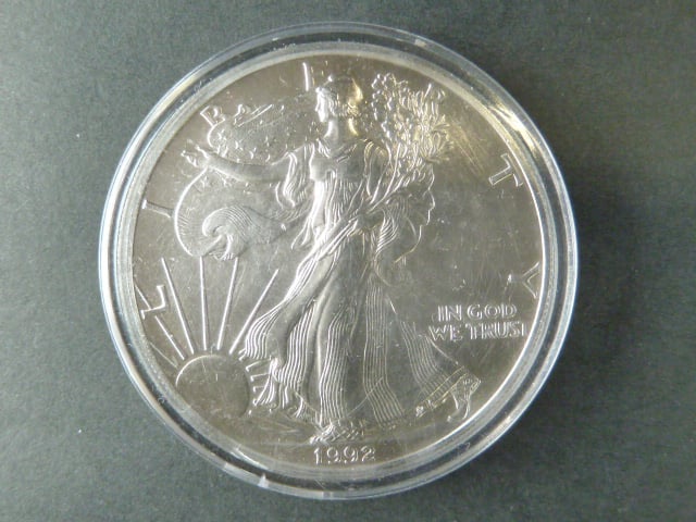 1 $ 1992 Liberty, 1 OZ Ag