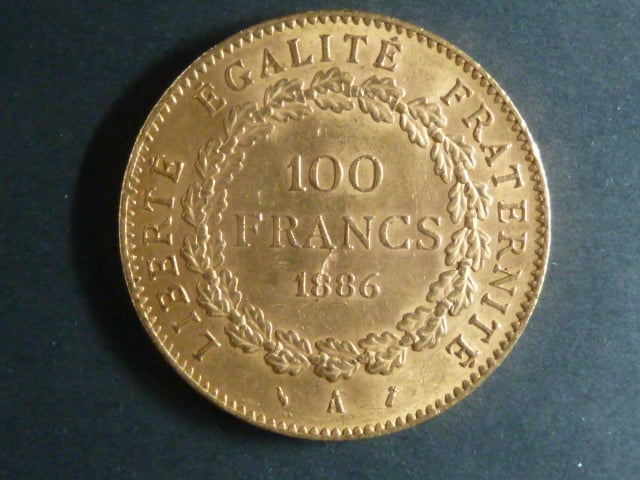 100 Frank 1886 A., Au 900/1000, 32,25 g, průměr 35 mm