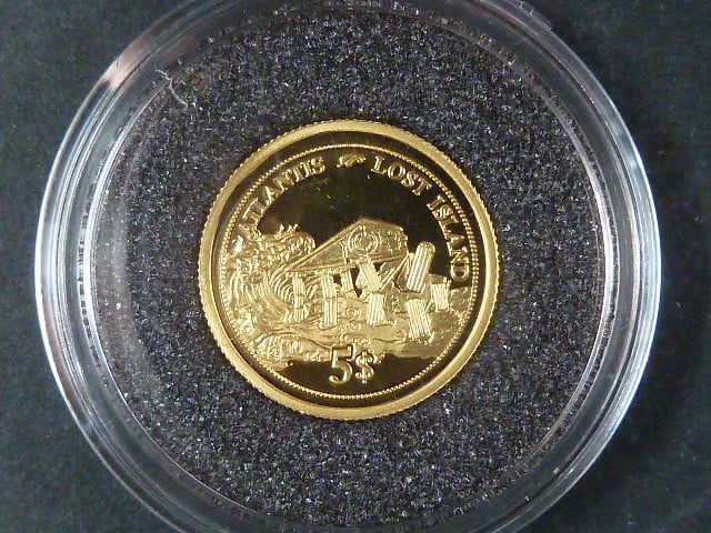 5 Dollars 2006 Atlantida, Au 585/1000, 1,25g, průměr 13,92 mm, certifikát