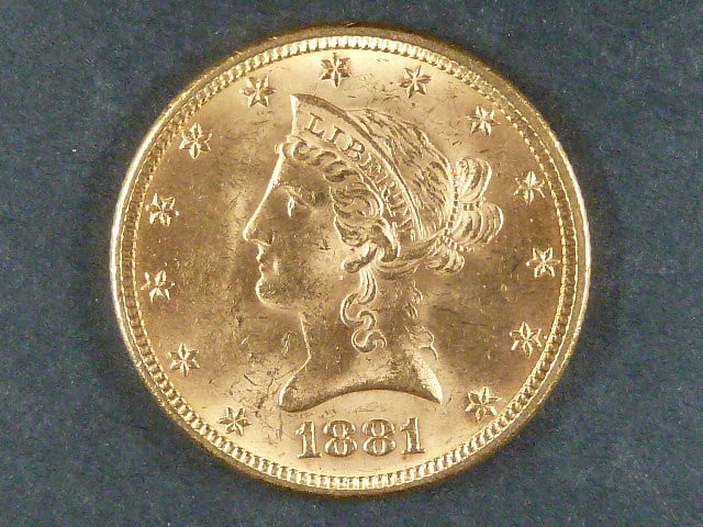 10 Dolar 1881, 16.718 g, Au 900/1000