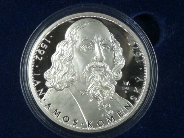 pamětní medaile 2017 J.A.Komenský, Ag 999, 155,5g (5 OZ) , náklad 425ks, etue, certifikát