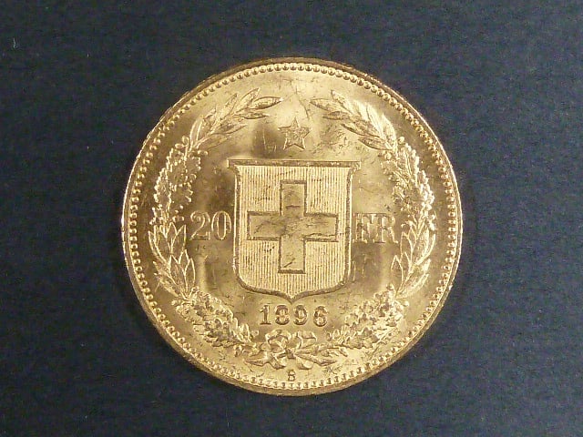 Švýcarsko - 20 Frank 1896 B, 6,451g, Au 0.900