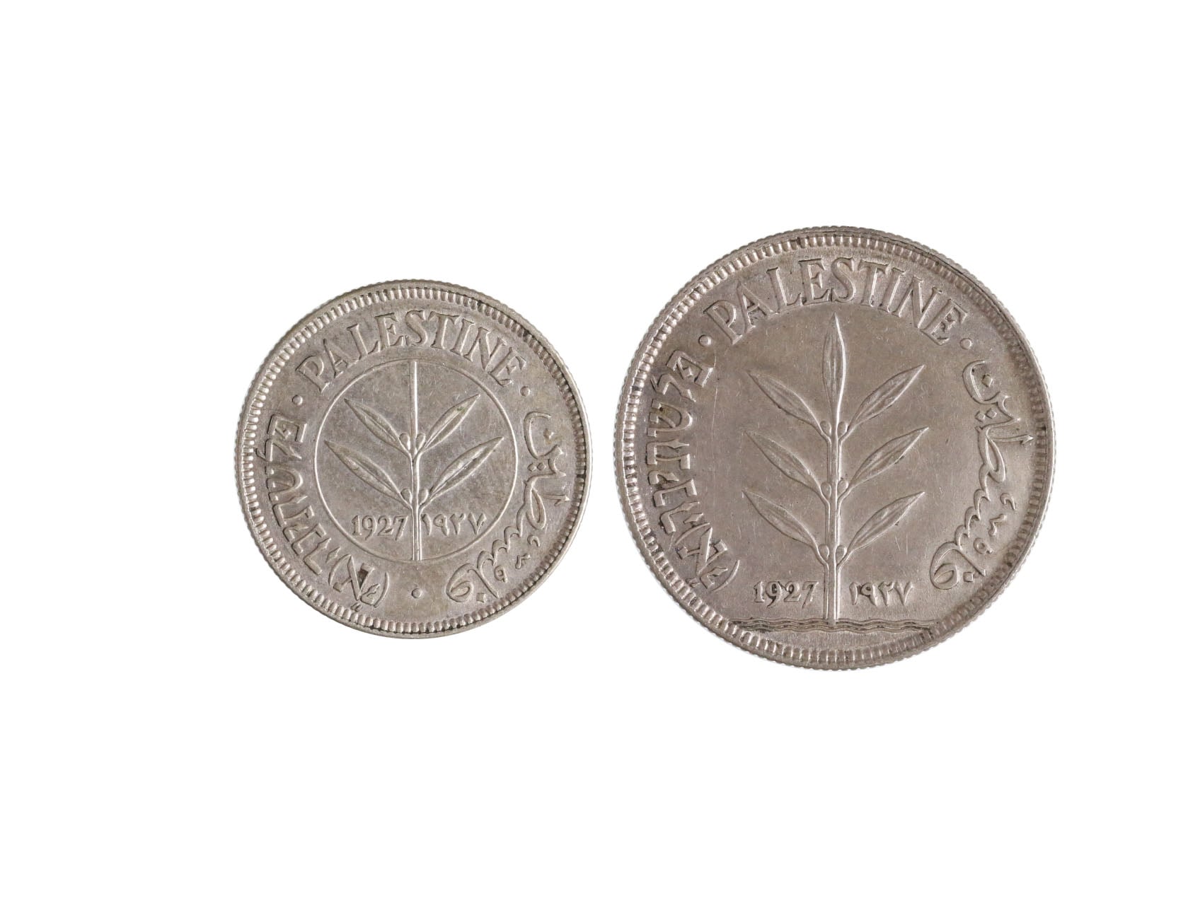 Palestina - 50 Mils 1927 a 100 Mils 1927, KM6-7,