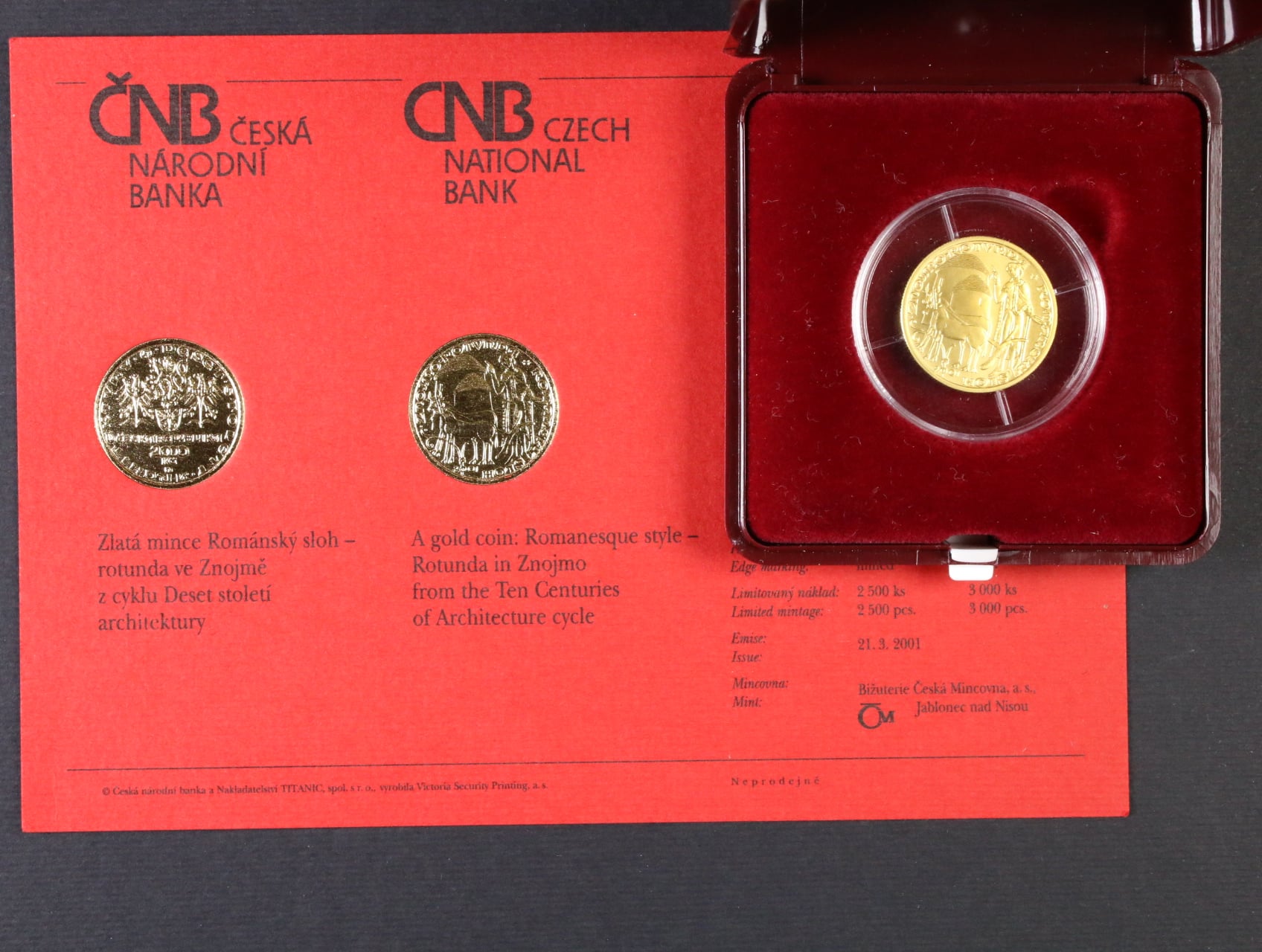 2000 Kč 2001 Rotunda ve Znojmě, b.k., etue, certifikát